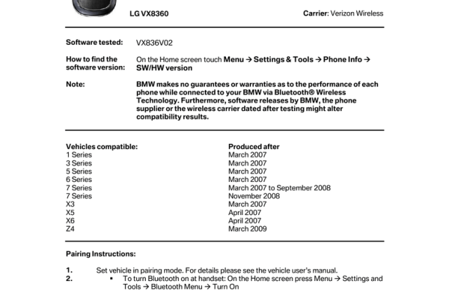 Lg Vx8360 Verizon Wireless Manualzz Com Bmw 3 Series Phone Bluetooth Compatibility - medium
